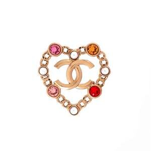 Chanel Cc Heart Pin Brooch Metal With #234316C80B